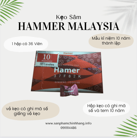 Kẹo Ngậm Hammer Malaysia 36V cách phân biệt chính hãng